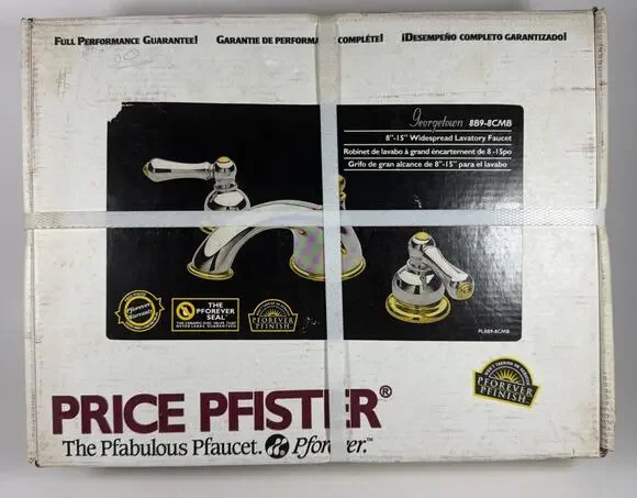 Price Pfister 8” Lavatory Faucet Brass Lever Handles 50/50 Pop-Up 8B9-8CMB New