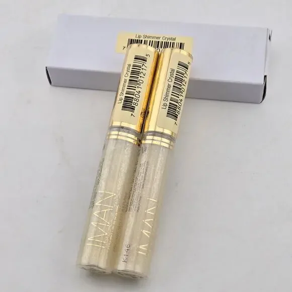 IMAN Luxury Lip Shimmer Lip Gloss CRYSTAL Set Of 2 New Sealed .25 oz / 7g