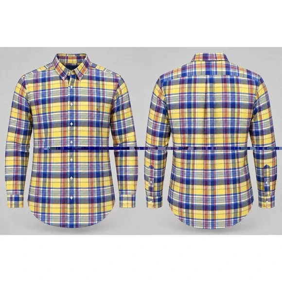 Polo Ralph Lauren Shirt 2XB Big TALL Madras Plaid Button Down Long Sleeve Preppy