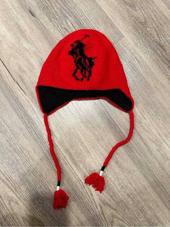 Polo Ralph Lauren Rare 2013 Vintage Tassel Ski Hat Red 100% Lambs Wool