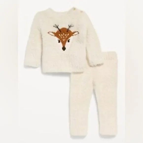 SoSoft Cozy Crew-Neck Graphic Sweater and Pants Set for Baby