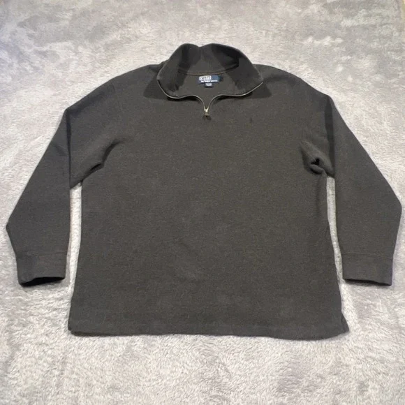 Polo Ralph Lauren 1/4 Zip Pullover Cotton Charcoal Gray Old Money Preppy Men XXL