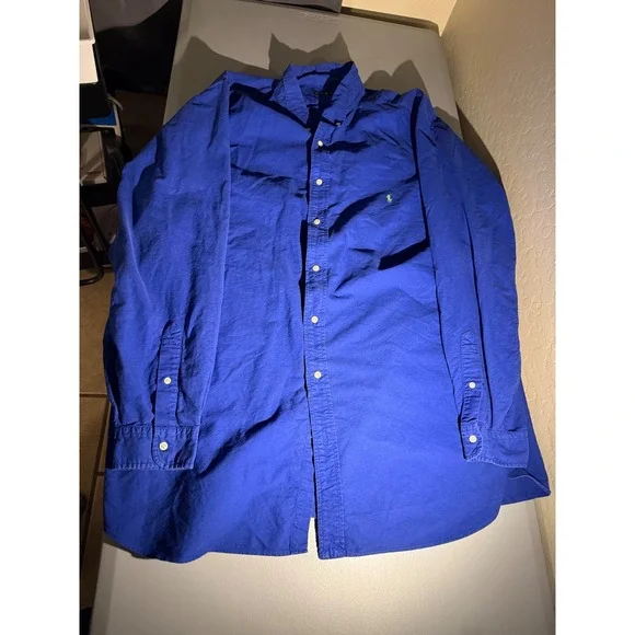 Polo Ralph Lauren Mens 3XLT Royal Blue Cotton Oxford Button Down Shirt LS