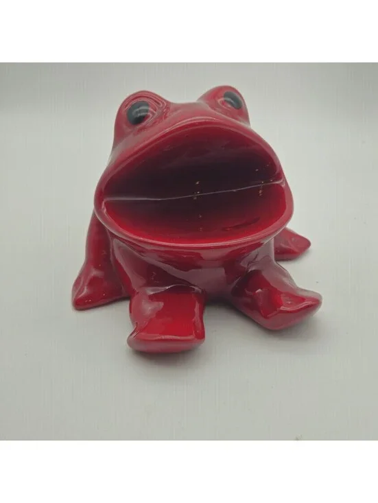 MCM Burgandy Ceramic Frog Toothpaste/Toothbrush Holder
