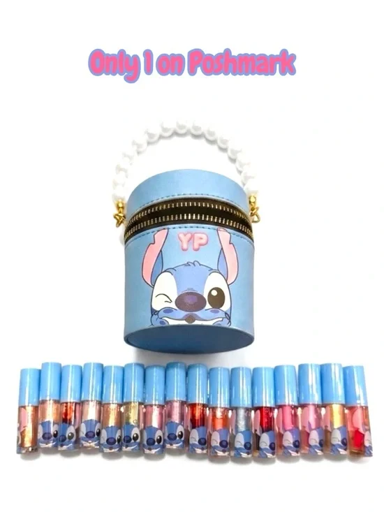 Stitch Blue Lip Gloss Set with Carry Case - 18-Piece
