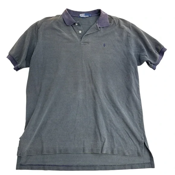Polo Ralph Lauren Mens XL Blue Green Striped Short Sleeve Polo Shirt Made in USA