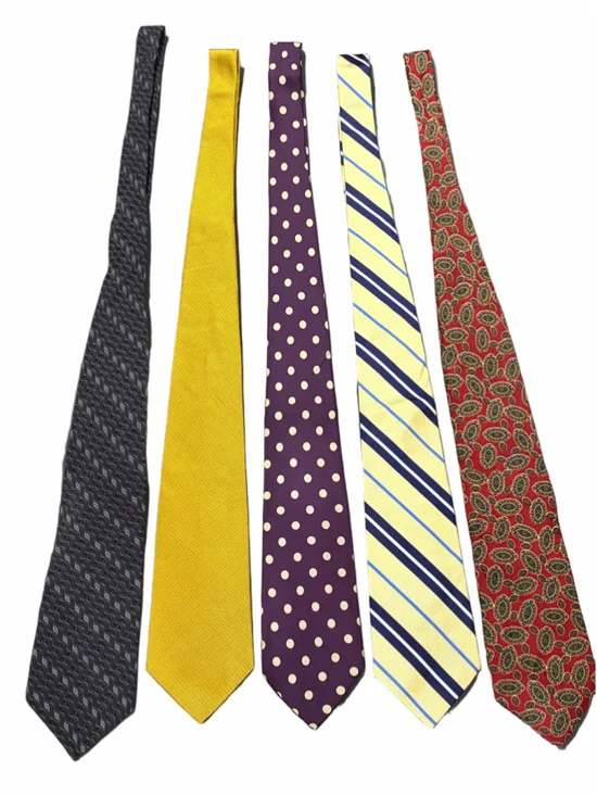 Vintage Men's Silk Tie Lot (5) - Polo Ralph Lauren, Bill Blass, Villa Bugatti