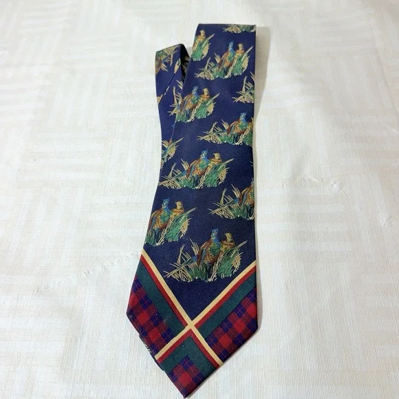 RARE Polo Ralph Lauren Men's Silk‎ Tie Pheasant Neck Tie Handmade