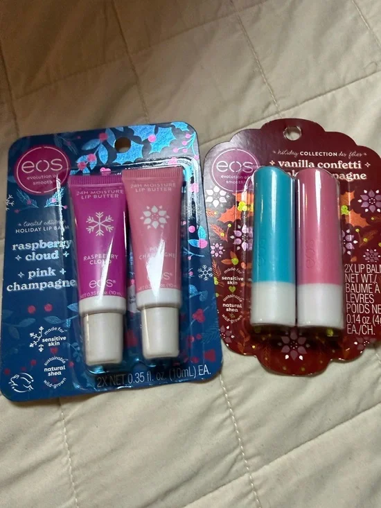 eos Lip Bundle : Raspberry‎ cloud, 2 pink champagne, vanilla confetti