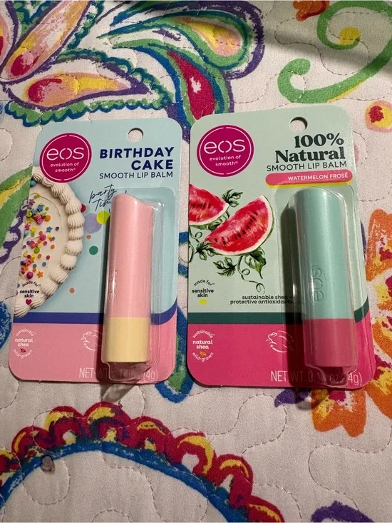 eos Lip Balm Duo — Birthday Cake Pink & Watermelon Frosted Mint