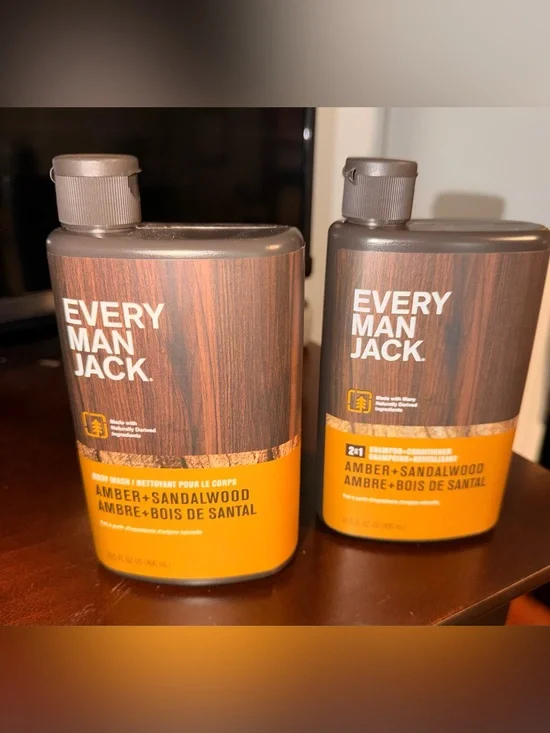 Every Man Jack Amber + Sandalwood Shampoo + Conditioner & Body Wash 13.5 oz each