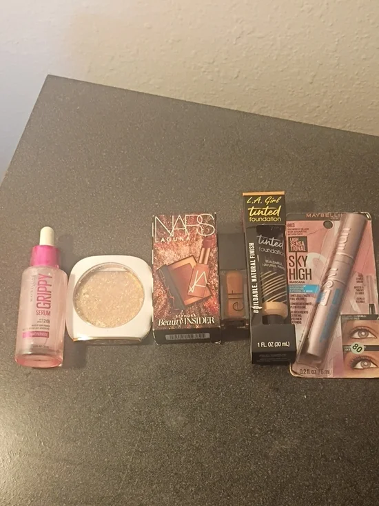 Bundle Maybelline Sky High Nars Laguna Grippy Primer Elf Lip Gloss Highlighter
