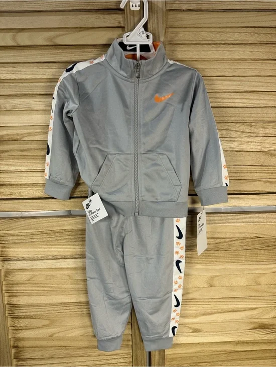 Nike Kids Gray and Orange Logo Track One-Piece