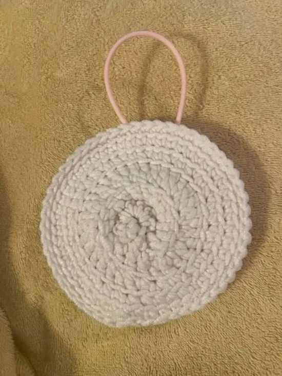 Body Exfoliator - White - Washable - Made w/Scrubology Yarn (Designed for dishes