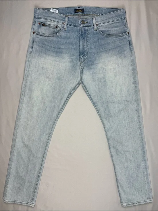 Polo Ralph Lauren Mens Hampton Slim Jeans 32 x 30 Light Washed Denim B9