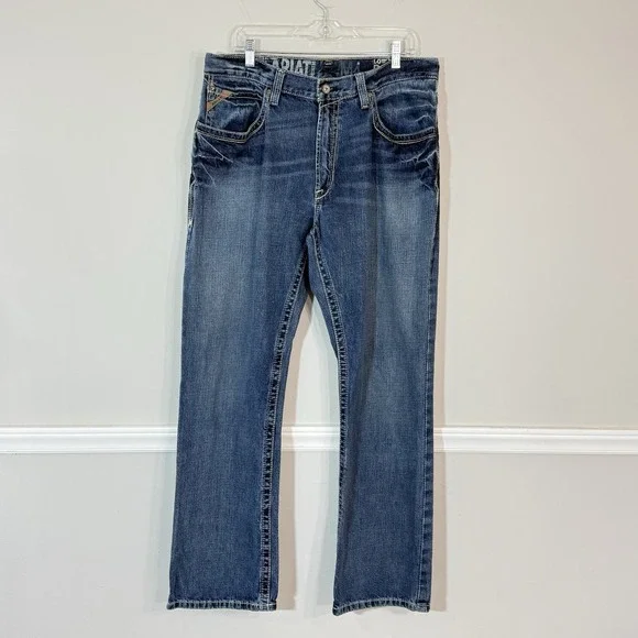 Ariat Mens Low Rise Boundary Boot Cut Jeans M4 Denim Mens Sz 36X32 Blue Western