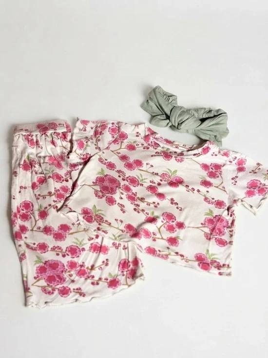 kate quinn Pink Floral Set with Green Headband