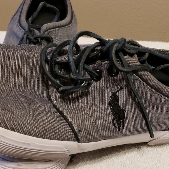 Grey and black ralph Lauren polo tennis shoes
