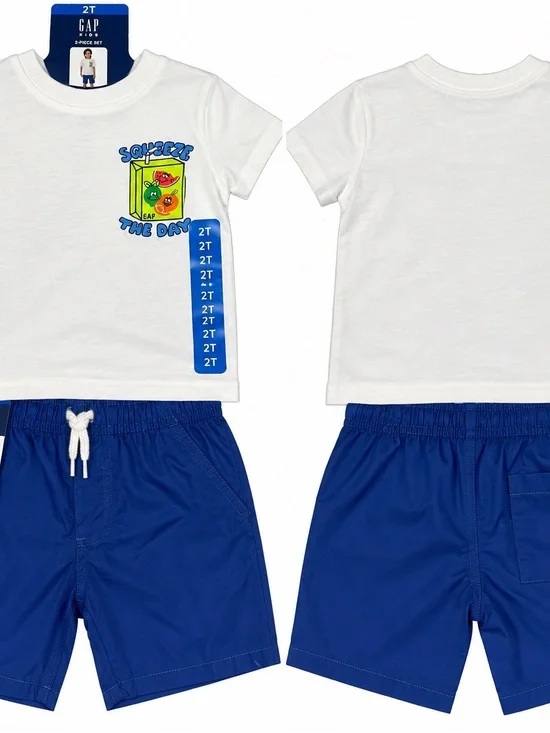 GAP White Tee with Blue and Multicolor Juice Box Graphic