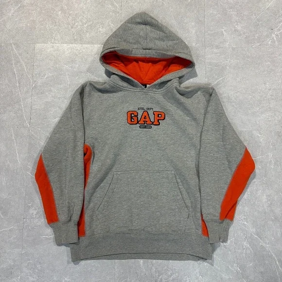Gap Kids Hoodie XXL Gray Orange Athl Dept Est 1969 Pullover Sweatshirt 4383
