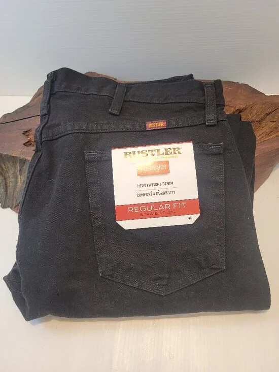 Rustler Wrangler Regular Fit Strait Leg Black 38x 32