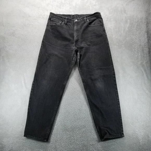 VTG Levis 550 Jeans Mens 38x30 Black Relaxed‎ Tapered Light Wash Y2K Denim