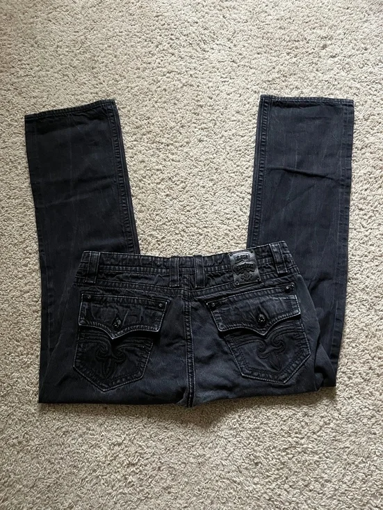 Rock Revival Steven Straight Grunge Black Jeans Size 40 Waist