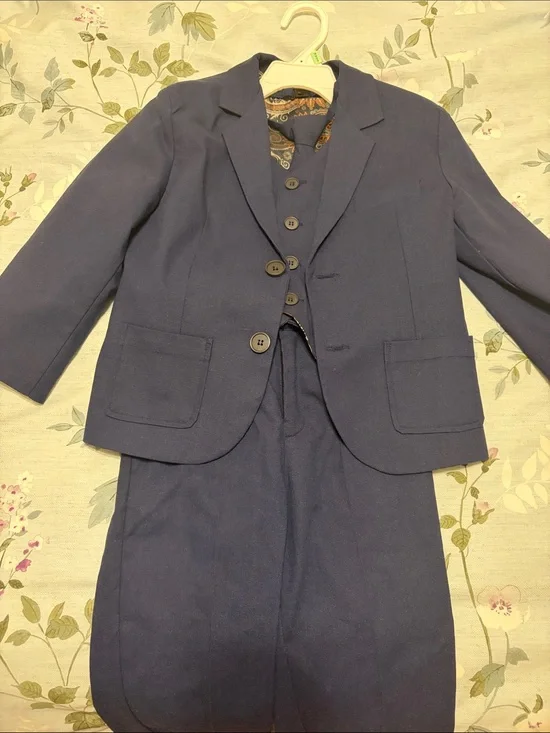 Classic Navy Boys' Suit Jacket and Vest Set