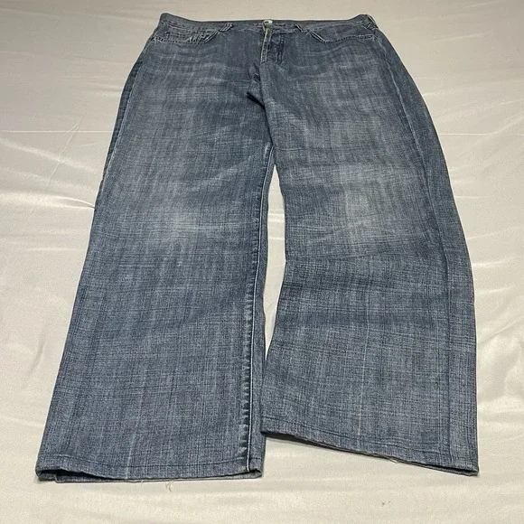 7 For All Mankind Jeans Mens Size 36x32 Blue Relaxed Distressed Button Fly USA