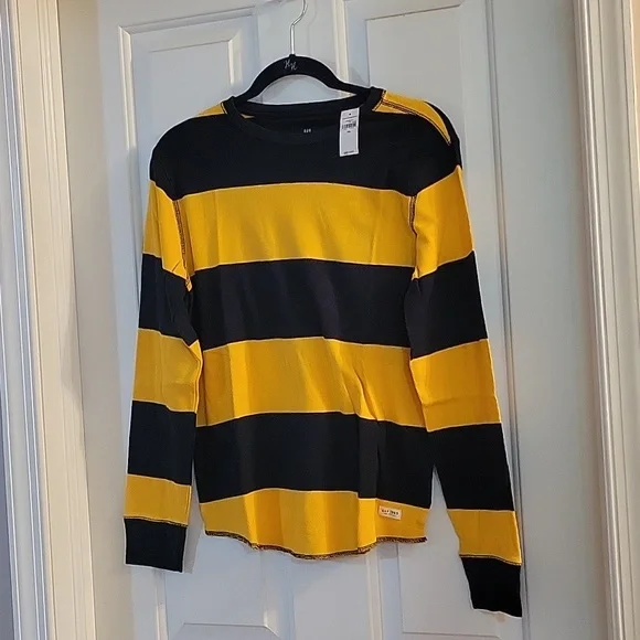 Gap navy and yellow striped waffle weave xxl