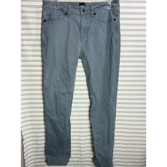 Gap Mens Slim Fit Chino Pants Sage Green Cotton Stretch Tapered Leg Size 30x30