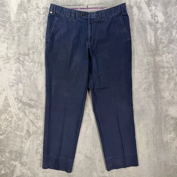 Hiltl Trousers Mens Size 36x29 Navy Blue Chino Pants Casual Formal