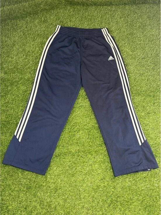 Vintage Adidas Track Pants Navy Blue Polyester Mens Size M