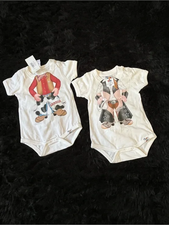 Dress Up Onsie Arizona White Cowboy Graphic Baby Bodysuit Halloween Costume