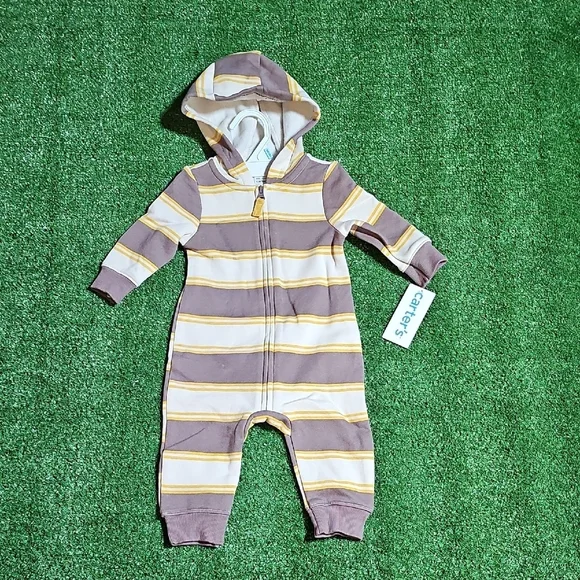 Carter's Striped Brown and Yellow Hooded Footie