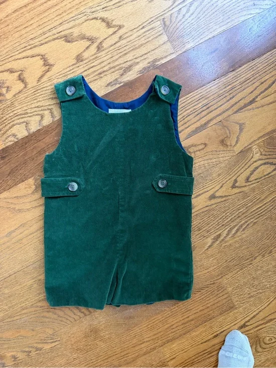 The Beaufort Bonnet Company Green Corduroy Button-Shoulder One-Piece