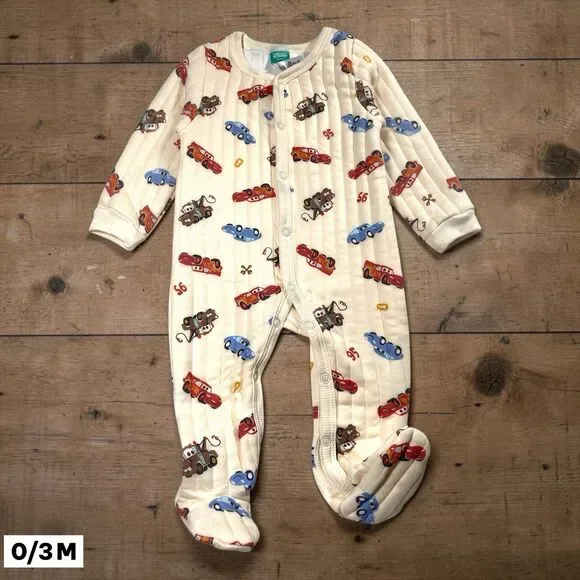 Disney Baby Pixar Cars Hooded Quilted Sleeper 0-3 Mo Lightning McQueen Tow Mater
