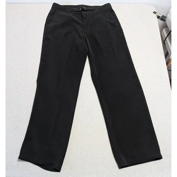 Armani Collezioni Men's Black Flat Front Dress Pants 38L 100% Polyester Prom NWT