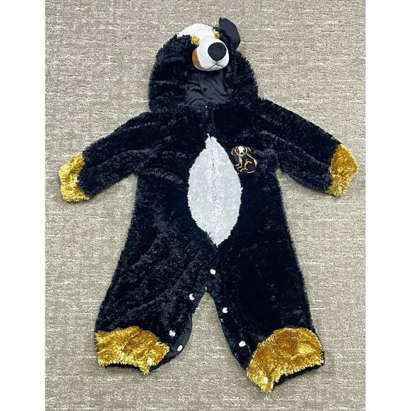 Black Fleece Hooded dog puppy Halloween costume 12-18 month infant toddler
