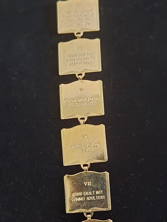 Vintage Gold Tone Ten Commandments Bookmark