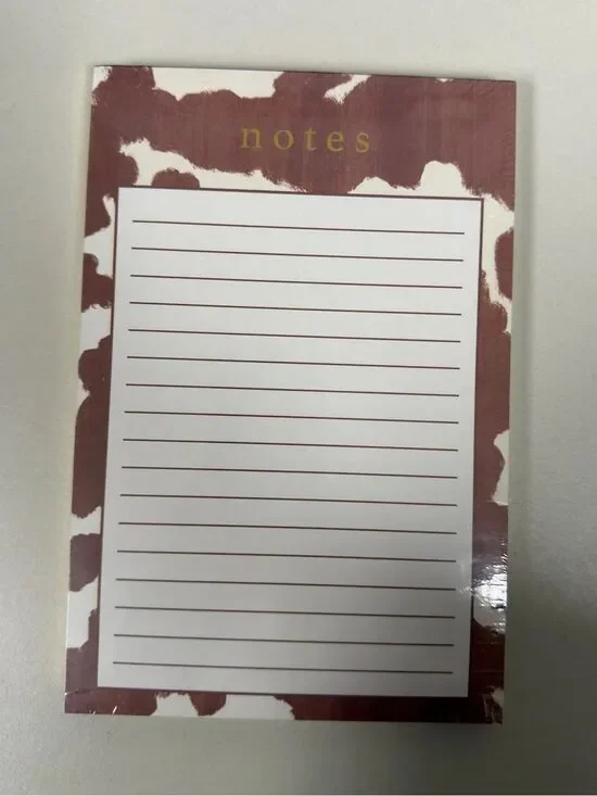 Lady JAYNE Brown White Cow’s Hide Gold Tone Guilded Pages Lined Notepad