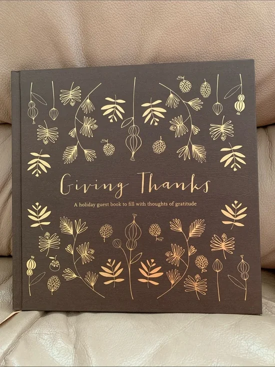 Giving Thanks Holiday Guest Journal — Brown with Gold Foil Accents
