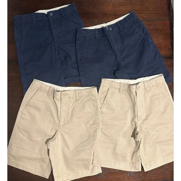 Gap Boys Uniform Twill Shorts Adjustable Waist - Lot Of 4 -Sz 12- 2 Navy 2 Khaki