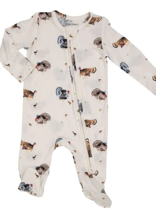 ANGEL DEAR NWT NB 0-3m Thanksgiving TURKEYS Bamboo Footie