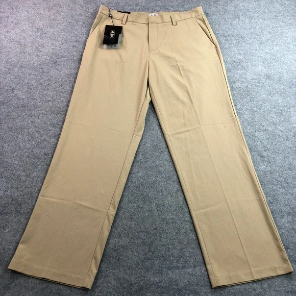 Adidas Mens Golf Pants 34x32 Tan Textured Straight Stretch Herringbone NWT