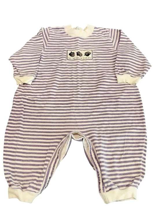 Vintage Garden Kids stripe bubble jumpsuit boys 2T 90s 100% organic cotton acorn