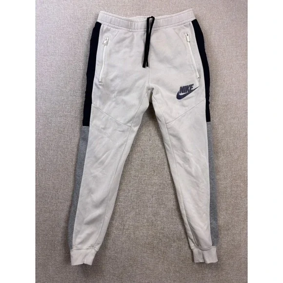 Nike Mens Tech Fleece Joggers Cream Black Grey Colorblock Sweatpants Small