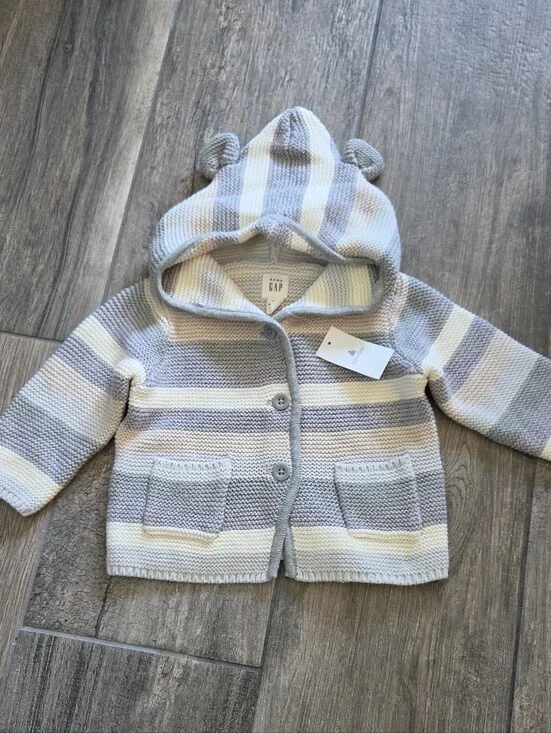 GAP Baby NWT 3-6 Months Striped Hooded Sweater Cardigan