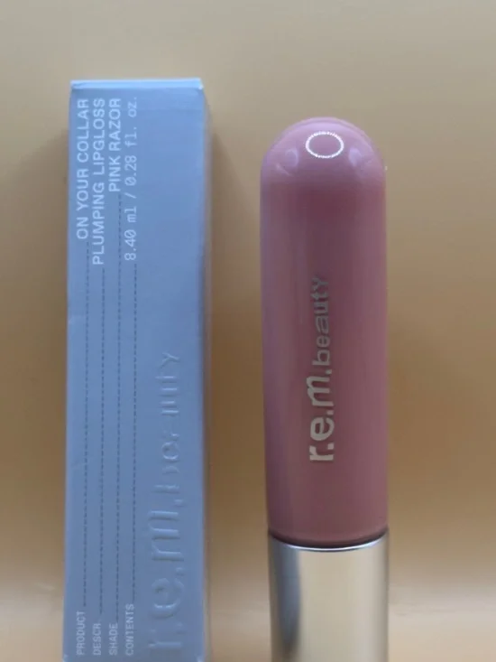 r.e.m. beauty On Your Collar Plumping Lip Gloss — Soft Pink and nude brown
