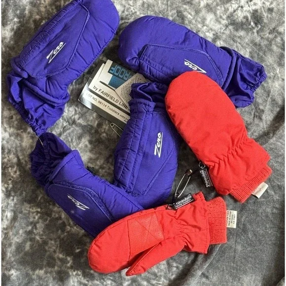Lot of 3 Child’s Toddler's Zeroxposur & Gap Purple Red Snow Mittens
